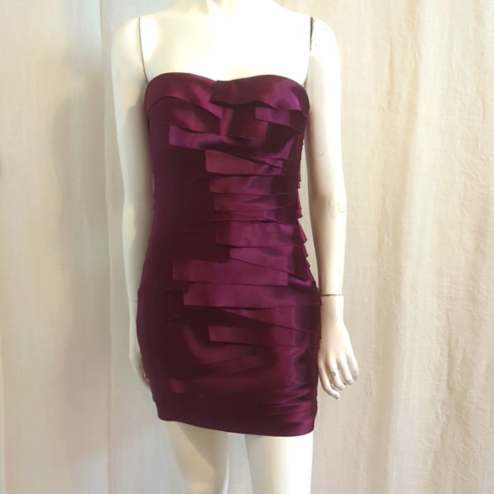 Bebe Dress Purple Strapless Size S